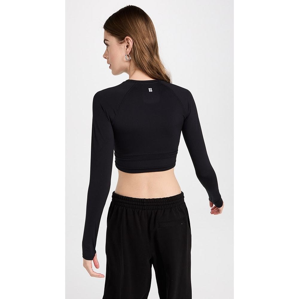 New Sweaty Betty All Day Wrap Waist Long Sleeve Top in Black Size M - Picture 2 of 12